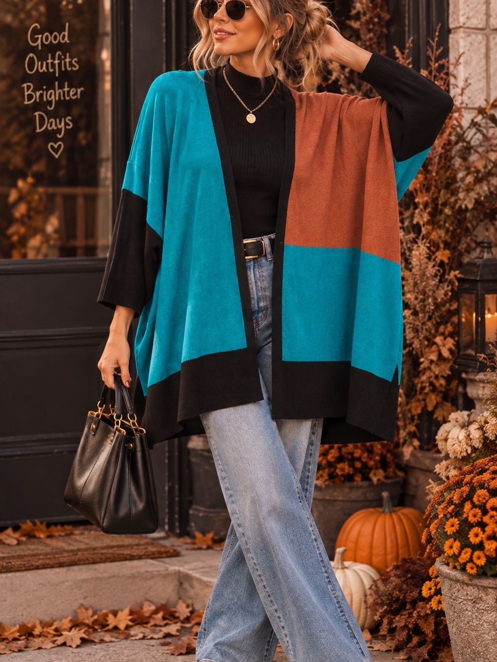 Chico’s Colorblock Oversized Cardigan S/M Y2K Retro Fall Statement Sweater